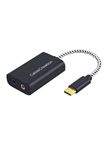 CableCreation Type C External Sound Card,USB-C Microphone Headphone Adapter - color: Black USB C, size: 1-Pack