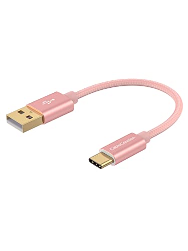 Short USB C to USB A 6inch,USB A to Type C Cord for iPhone/Laptop/Carplay - color: Rose Gold, size: 0.5FT