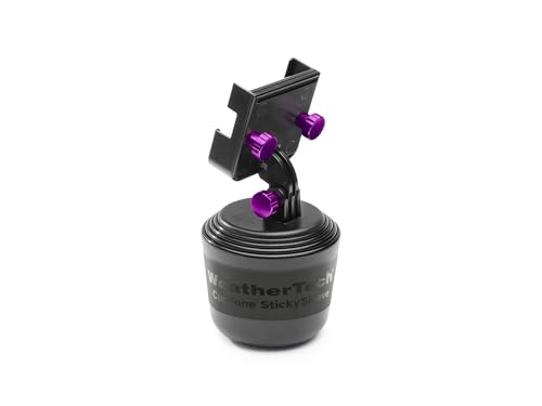WeatherTech CupFone Two View – Adjustable, Universal Cup Holder Phone Mount Car & Truck Accessory – Best Design for iPhone & Smartphone Charging – Violet Metal Knobs - color: Violet
