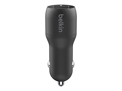 Belkin 24 Watt Dual USB Car Charger - 2 12W USB A Ports with USB-C Cable for Fast Charging Apple iPhone 14, 14 Pro, 14 Pro Max, iPhone 13, Samsung Galaxy, AirPods & More - USB-C Charger - size: 24W, style: Includes USB-C Cable