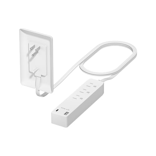 LIDER Flat-Face Outlet Extender, 3 Receptacles, USB-A & C, 3ft Cord, 1625W - color: White, size: 1 Pack