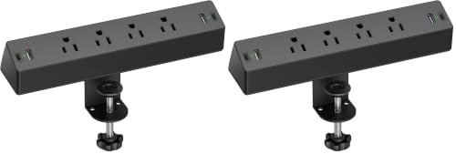 Desk Clamp Power Strip, Flat Plug Fast Charging Station, Desk Mount Surge Protector with PD 20W USB C Ports, Fit 1.7 inch Tabletop Edge Thick, Desktop Outlets for Home Office. (Pack of 2) - size: 6FT (Pack of 2)