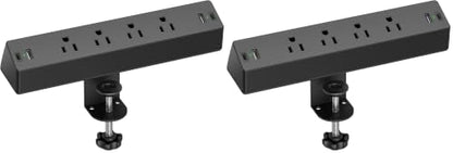 Desk Clamp Power Strip, Flat Plug Fast Charging Station, Desk Mount Surge Protector with PD 20W USB C Ports, Fit 1.7 inch Tabletop Edge Thick, Desktop Outlets for Home Office. (Pack of 2) - size: 6FT (Pack of 2)