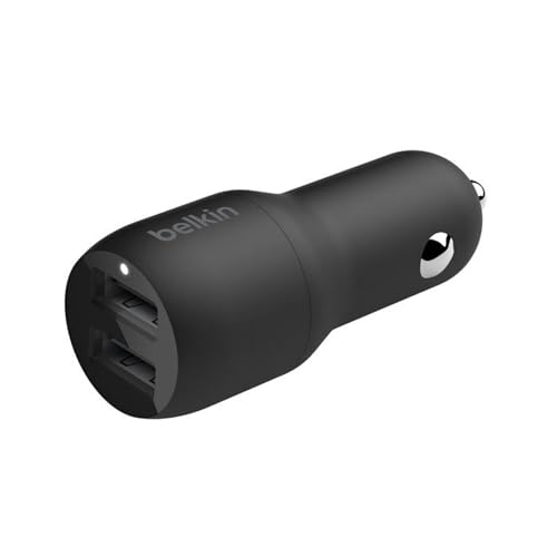 Belkin 24 Watt Dual USB Car Charger - 2 12W USB A Ports with Fast Charging for Apple iPhone 14, 14 Pro, 14 Pro Max, iPhone 13, 13 Pro, 13 Pro Max, Samsung Galaxy, AirPods & More - USB-C Charger - size: 24W (Pack of 2), style: Standalone