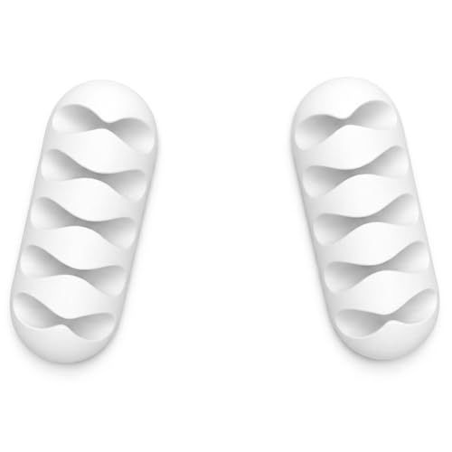 Desk Cable Management Cord Organizer, 2 Pack White TPR Self Adhesive Cord Holder Cable Clips, Ideal Cable Organizer Wire Keeper for Desk, Nightstand, Phone Charger, Computer, Home, Office, Car