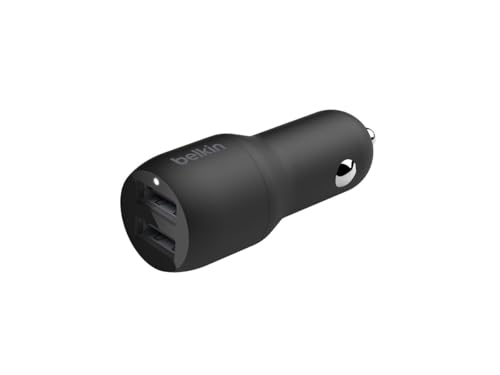 Belkin 24 Watt Dual USB Car Charger - 2 12W USB A Ports with USB-C Cable for Fast Charging Apple iPhone 14, 14 Pro, 14 Pro Max, iPhone 13, Samsung Galaxy, AirPods & More - USB-C Charger - size: 24W, style: Includes USB-C Cable