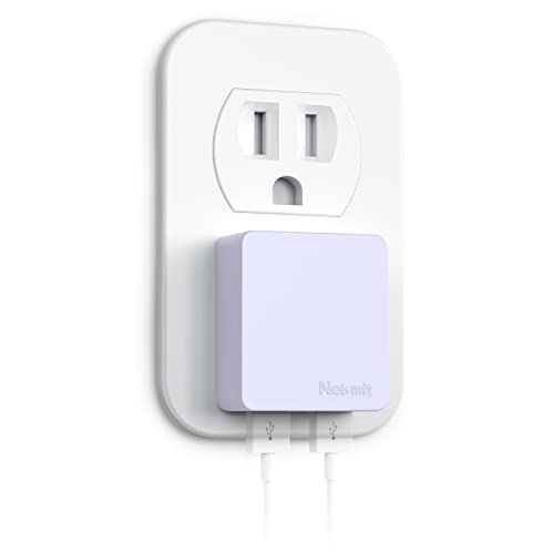 Nekmit Flat USB Wall Charger, Dual Port Slim USB Wall Charger with Smart IC for iPhone 14/14 Pro/14 Pro Max/13/13 Pro/13 Pro Max/12/12 mini/12 Pro, Galaxy, Pixel, iPad Pro, AirPods and More, Purple - color: Purple