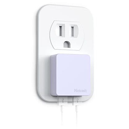 Nekmit Flat USB Wall Charger, Dual Port Slim USB Wall Charger with Smart IC for iPhone 14/14 Pro/14 Pro Max/13/13 Pro/13 Pro Max/12/12 mini/12 Pro, Galaxy, Pixel, iPad Pro, AirPods and More, Purple - color: Purple