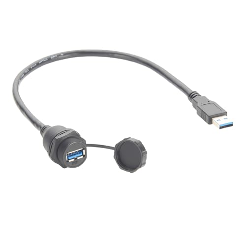 IP67 USB 3.0 A Connection Extension Cable Type A Male to Female Flush Panel Mount Bulkhead 5Gbps Data Transfer Compatible IFM E70453 for Control Cabinet HMI Automation Systems (1.5M/4.92FT) - size: 1.5M/4.92FT