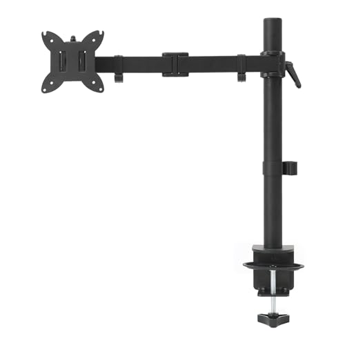 Amazon Basics Adjustable Single Monitor Arm Desk Mount, Holds up to 32" (38” Ultrawide) and 22 lbs, Adjustable Tension, VESA 75x75/100x100, Black - size: Single, style: AdjustableMonitorArm