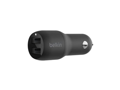 Belkin 24 Watt Dual USB Car Charger - 2 12W USB A Ports with Fast Charging for Apple iPhone 14, 14 Pro, 14 Pro Max, iPhone 13, 13 Pro, 13 Pro Max, Samsung Galaxy, AirPods & More - USB-C Charger - size: 24W, style: Standalone