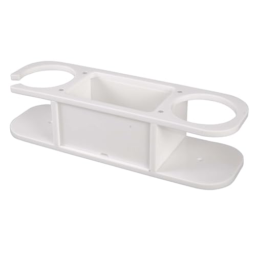Marine Cup Holder with Storage - Reinforced Stainless Steel Core (Anti-Warp) - Heavy Duty Boat Console Organizer Caddy - Fits Mugs, Tumblers & Phones - Drill-Free Adhesive or Screw Mount