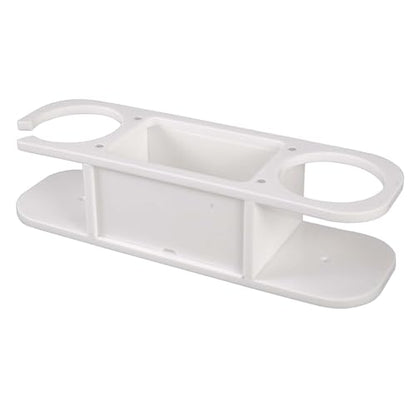 Marine Cup Holder with Storage - Reinforced Stainless Steel Core (Anti-Warp) - Heavy Duty Boat Console Organizer Caddy - Fits Mugs, Tumblers & Phones - Drill-Free Adhesive or Screw Mount