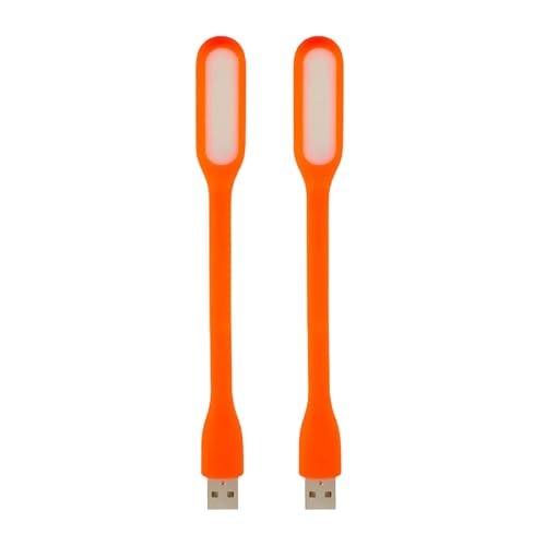 Mini Flexible Light, Portable USB Led Reading Night Lamp for PC Laptop Computer Notebook Power Bank - 2 Pack (Orange) - color: Orange