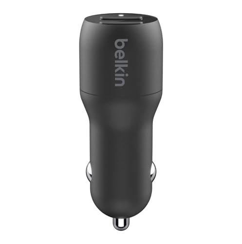 Belkin 24 Watt Dual USB Car Charger - 2 12W USB A Ports with Fast Charging for Apple iPhone 14, 14 Pro, 14 Pro Max, iPhone 13, 13 Pro, 13 Pro Max, Samsung Galaxy, AirPods & More - USB-C Charger - size: 24W (Pack of 2), style: Standalone
