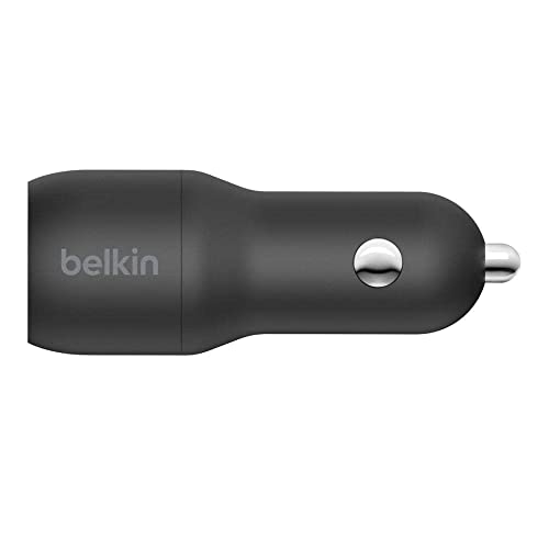 Belkin 24 Watt Dual USB Car Charger - 2 12W USB A Ports with Fast Charging for Apple iPhone 14, 14 Pro, 14 Pro Max, iPhone 13, 13 Pro, 13 Pro Max, Samsung Galaxy, AirPods & More - USB-C Charger - size: 24W (Pack of 2), style: Standalone