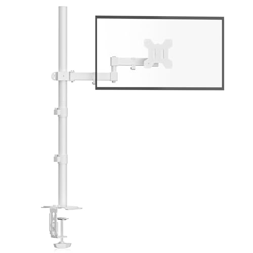 Bracwiser Single Fully Adjustable Standing Height Monitor Arm Stand Mount 800mm Tall for Monitor Computer Screen 13 15 17 19 20 22 23 24 26 27 30 32 inch VESA 75 100 (MD7821W) - color: White, size: 31.5" Height