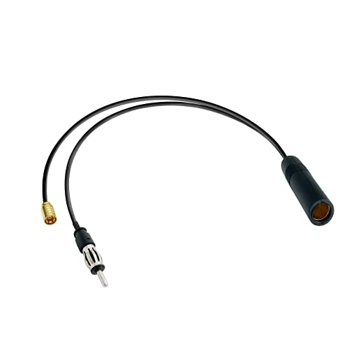 Splitter Cable SMB Female DIN Male Plug to DIN Female Socket Cable RG174 40 CM/15.8 in for AM FM Car Radio Antenna - size: SMB-DIN