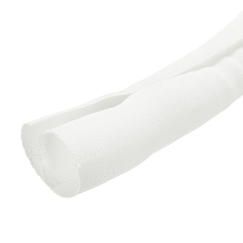 MECCANIXITY Braided Wire Loom, 7ft(2 m) - 1 1/8"(29mm) Wire Split Braided Cable Management Sleeve Automotive Woven Mesh Split Loom Tubing for Multi-Cable Management, White - color: White, size: 7ft(2 m) - 1 1/8"(29mm)