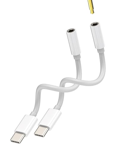 USB C to 3.5mm Jack Adapter (2 Pack) for Apple for iPhone 15 Pro Max Plus Mini for iPad Compatible for Samsung DAC Headphones Audio Car Accessories Type C Cable Type C Auxiliary Microphone Connector