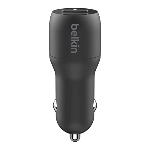 Belkin 24 Watt Dual USB Car Charger - 2 12W USB A Ports with Fast Charging for Apple iPhone 14, 14 Pro, 14 Pro Max, iPhone 13, 13 Pro, 13 Pro Max, Samsung Galaxy, AirPods & More - USB-C Charger - size: 24W (Pack of 2), style: Standalone