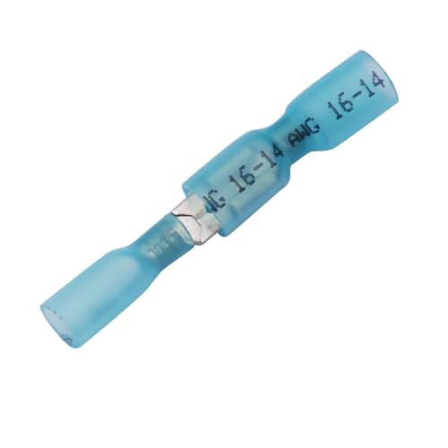 100pcs Blue Heat Shrink Female Spade Connectors,AWG 16-14 Gauge Insulated Electrical Crimp Wire Terminals - color: Blue, size: female quick disconnects
