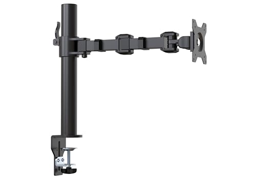 Amazon Basics Single Computer Monitor Stand with Cable Management, Height Adjustable VESA Desk Arm Mount, Fully Adjustable Tilt and Rotation, Steel, Black, Fits 13-30" Screens - size: 30 inches