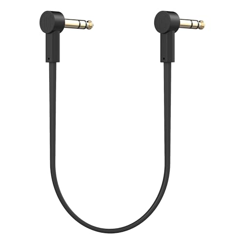 Rock Stock 1/4" Stereo TRS Flat Patch Cables - 24" Ultra-Thin, Right Angle - size: 24 Inches