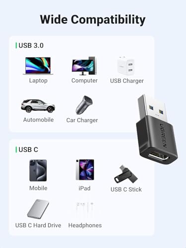 UGREEN USB to USB C Adapter 3Pack, 10Gbps Female to Male Converter