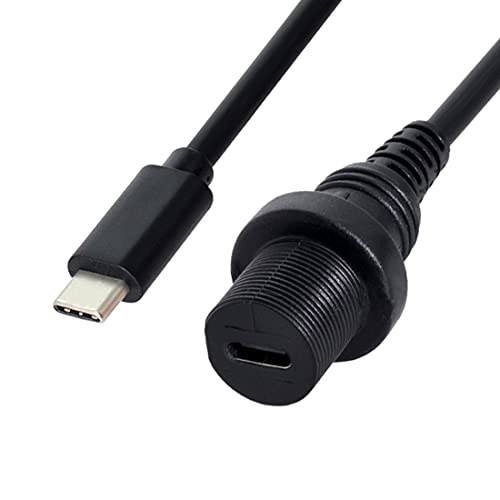 chenyang USB 3.1 Gen 2 10Gbps Flush Mount USB C Male to Female Extension Cable for Car Dashboard Panel Mount Waterproof Dustproof Round - style: USB 3.1 Type C Round