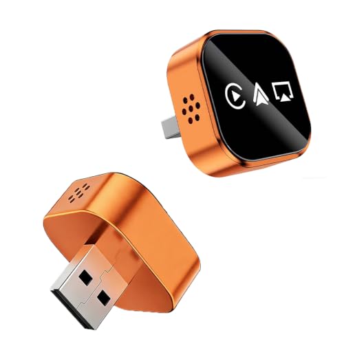 4 in 1 Wireless CarPlay Adapter, Convert Factory Wired CarPlay to Wireless CarPlay, Supports AirPlay & Android Screen Mirroring, Plug and Play, for Cars with Original Wired CarPlay (Orange) - size: Orange