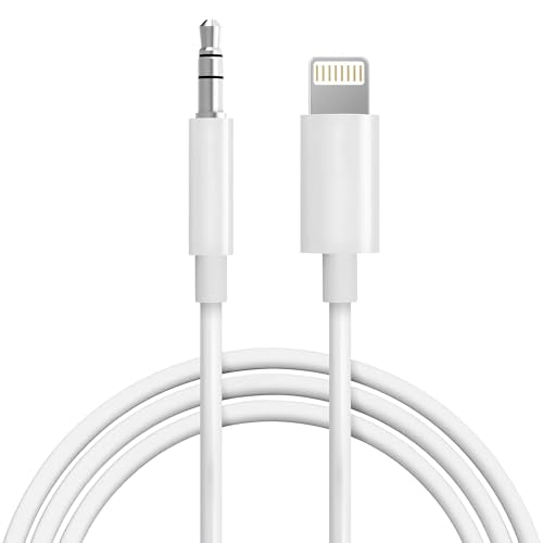 Aux Cord for iPhone,[Apple MFi Certified] Lightning to 3.5 mm AUX Cable for Car Stereo, Speaker, Headphone, Auxiliary Audio Cable Compatible with iPhone 14 13 12 11 XS XR X 8 7 3.3FT White - color: White/Lightning