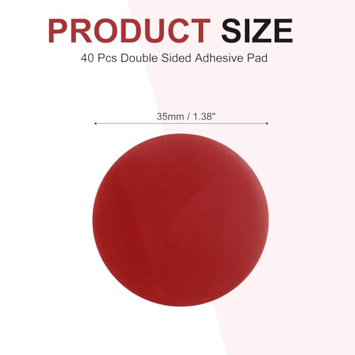 40 Pcs Double Sided Adhesive Pads, 1.38" Dia Dash Cam Sticky Pads Self-Adhesive Round Mounting Foam Tape Waterproof & Heat Resistant for Car Walls Picture Home Decor, Red - size: 1.38" Dia
