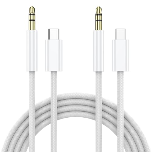 (2 Pack 4.0ft) Aux to USB C Cable, Aux Cord for iPhone 17/16/15, USB C to 3.5mm Male Audio Jack Cable Compatible for Car/iPhone 16 Plus /16 Pro Max/Samsung Galaxy S23 S22 Note 20/ Pixel 5 XL - color: White, style: 4.0Ft-USBC-3.5mm