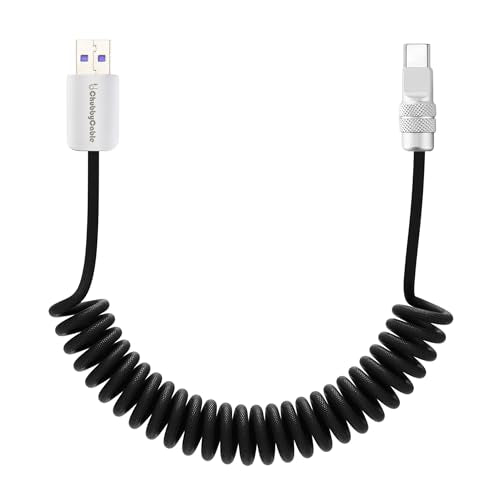 chubbycable USB A to C 120W 브레이드 코일 충전 케이블, 블랙, 1.8m(6피트) - color: 블랙., style: USB A-타입 C