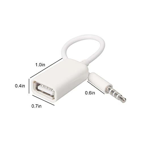 Oxsubor AUX to USB Adapter, 3.5mm Male Audio Jack to USB 2.0 Female Converter Cable, Only Work for Car AUX-in with MP3 Decoder, Not for Headset, Speakers, Phone,Computers, Camera,Microphone, Monitor