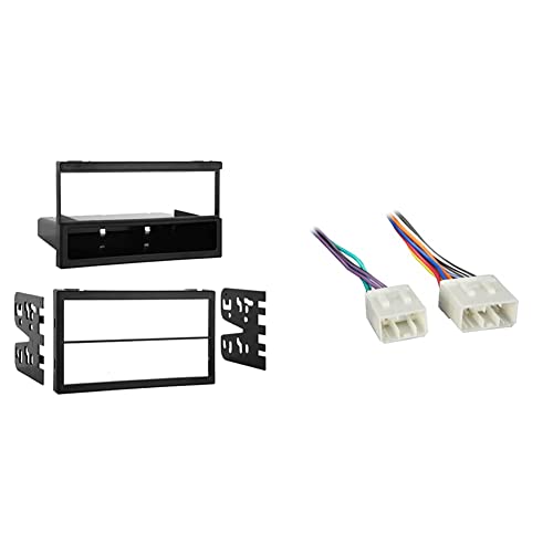 Metra 99-7505 Single or Double DIN Installation Multi-Kit for Select 1994-2006 Mazda Vehicles -Black & Metra 70-7901 Radio Wiring Harness for Mazda 90-01Power/4 Speaker - style: Kit + Harness