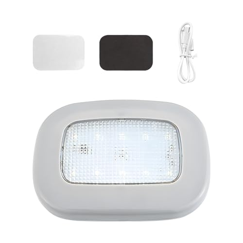 Magnetic Dome Light for Car, Press Switch Car Roof Reading Lamp 10LEDs Bright Light Fixture, USB Rechargeable Ceiling Lamp Interior Wireless Lighting Accessories for Most Vehicles (Gray) - color: Gray