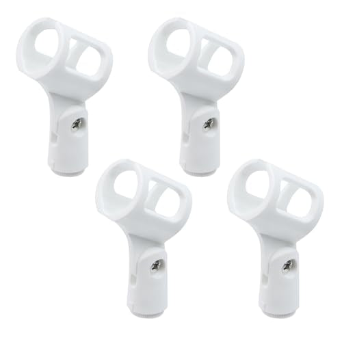 4Pcs Microphone Clip Rubber Flexible Mic Holder (White) - style: White, Square