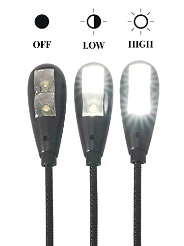 LED USB Reading Lamp Light with 2-Brightness Dimmable Setting, Flexible Gooseneck USB Light for Notebook Laptop Keyboard, Powerbank(On/Off Switch, 1 Black+1 Mini USB Light) - color: Black
