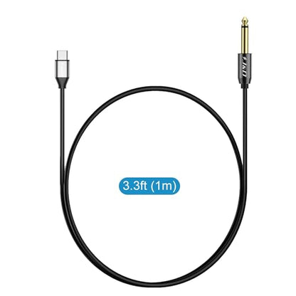 J&D USB-C to 6.35mm 1/4 inch TS Audio Cable, Gold Plated USB Type C to 1/4" Male Mono Interconnect Aux Adapter Cable Compatible with iPhone 15/16 Series, 3.3 Feet - size: 3.3 Feet
