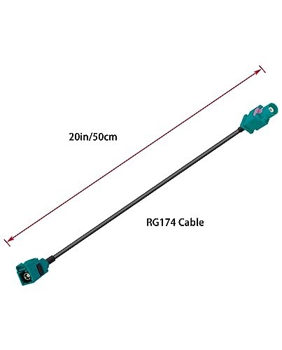 Fakra Z Male to Fakra Z Female RF Coax Cable 20in/50cm Fakra Z Female to Male Vehicle Car Antenna Extension Cable RG174 for Car Stereo GPS Navigation - size: 20in/50cm