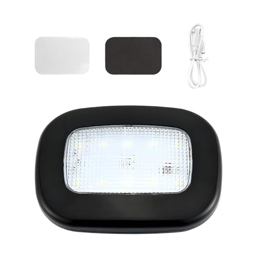 Magnetic Dome Light for Car, Press Switch Car Roof Reading Lamp 10LEDs Bright Light Fixture, USB Rechargeable Ceiling Lamp Interior Wireless Lighting Accessories for Most Vehicles (Black) - color: Black