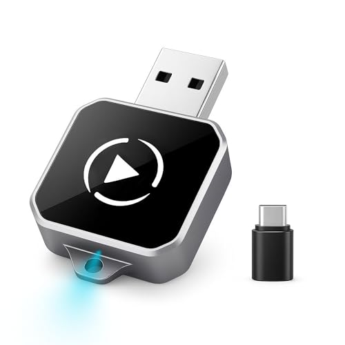 Wireless CarPlay & Android Auto Adapter, Plug & Play 2-in-1 Conversion for Wired Apple CarPlay Cars, USB/USB-C Compatible, Works with iPhone iOS 10+ & Android 11+ Smartphones