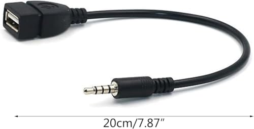 Black USB to AUX Adapter Cable,3.5mm Male AUX Plug to USB 2.0 Female Converter Adapter Cable Cord for Car Aux Port Length Black OTG Adapter Accessories Audio and Video Accessories(20cm/8-inch)