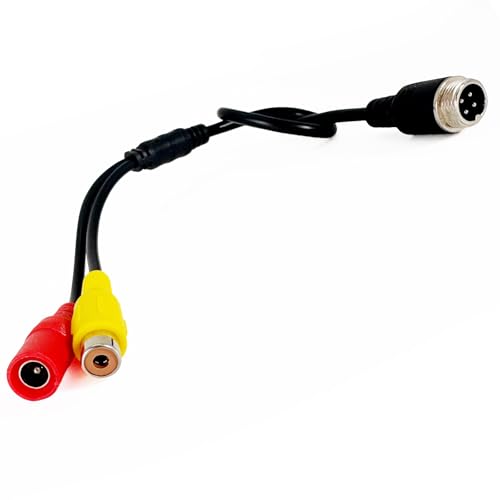 4-Pin to RCA Video Cable Adapter, Female Connector Wire with O-Ring Seal for Car Backup Camera Monitor System, AV DC Power Audio Interface