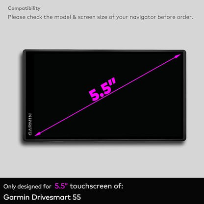 Premium Tempered Glass Screen Protector for Garmin Drivesmart 55 GPS Navigation 5.5 Inch Touchscreen Anti Finger Print (HD Clear) - color: Drivesmart 55 - 5.5" - HD Clear