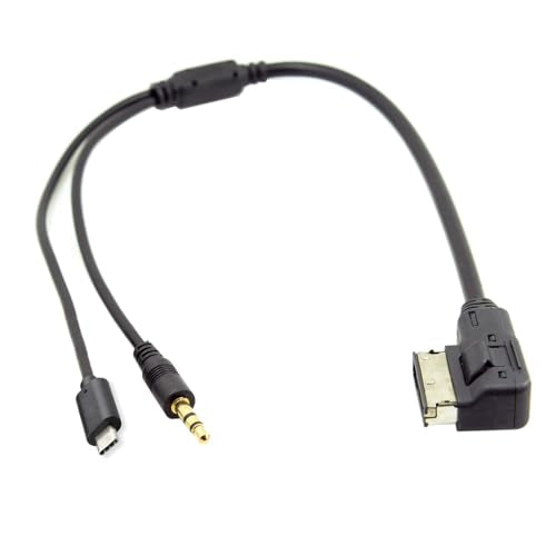 xiwai Media in AMI MDI to Stereo 3.5mm Audio & USB-C Aux Adapter Cable for Car VW Audi 2014 A4 A6 Q5 Q7