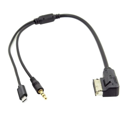 xiwai Media in AMI MDI to Stereo 3.5mm Audio & USB-C Aux Adapter Cable for Car VW Audi 2014 A4 A6 Q5 Q7