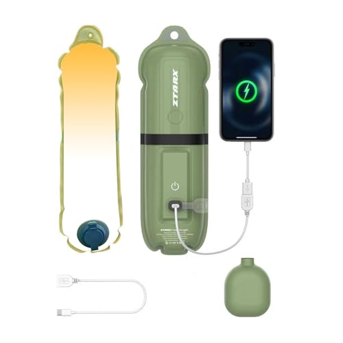 Inflatable Camping Lantern 11.8" Magnetic Hanging LED Tube Light IP66 Waterproof Foldable TPU Tent Light with USB-C Rechargeable for Outdoor Hiking Travelling Emergency Hurricane (White Light)